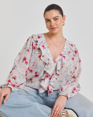 Simply Be Floral Print Ruffle Blouse