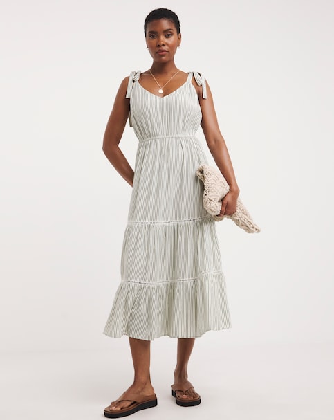 Striped Crinkle Viscose Cami Dress