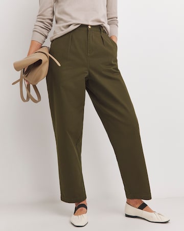 Khaki Pure Cotton Relaxed Tapered Leg Chino Trouser