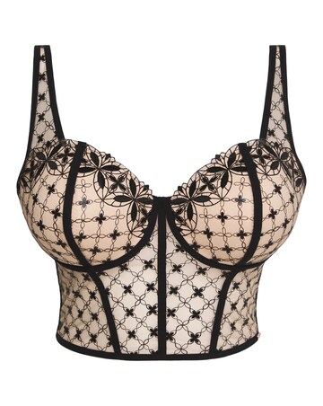 Figleaves Curve Power Embroidery Underwire Padded Corset - Black