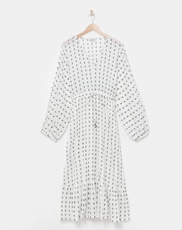 Cotton Dobby Balloon Sleeve Maxi Dress