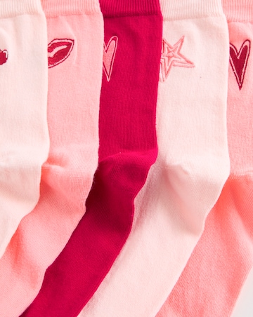 Pretty Secrets (5 Pair Pack) Embroidery Ankle Socks (Wide Fit)