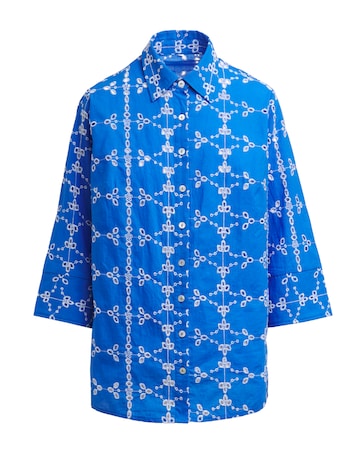 Pure Cotton Contrast Broderie Shirt