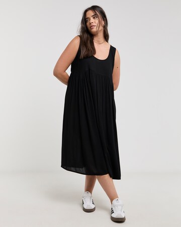 Simply Be Black Crinkle Midi Sundress
