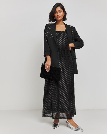 Black/Silver Mesh Maxi Dress