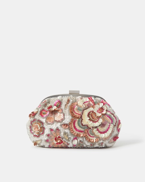 Accessorize Floral Sequin Clutch Bag