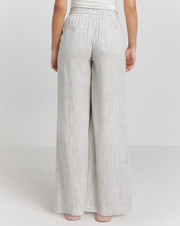 Simply Be Ivory Stripe Tie Waist Wide Leg Linen Trousers