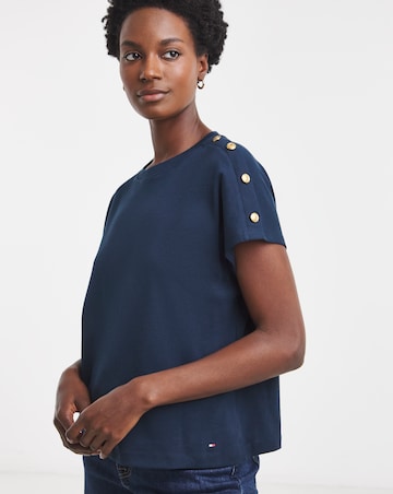 Tommy Hilfiger Gold Button Short Sleeve T-shirt