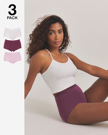 Sloggi (3 Pack) Basic Maxi Knicker, Pale Pink/Mid Pink/Plum