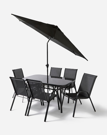 Malaga 6 Seater Dining Set with Parasol