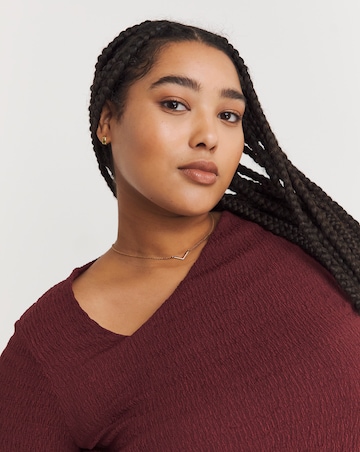 Burgundy Asymmetric Ruched Top