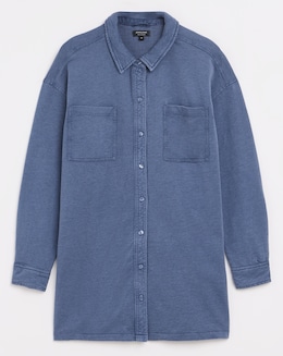Denim Blue Jersey Shacket