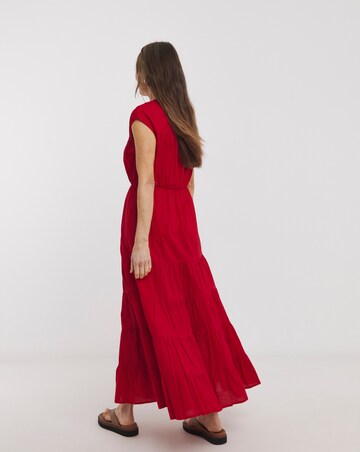Tie Front Tier Maxi Dress