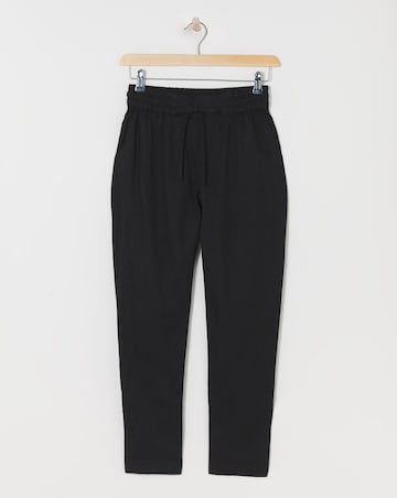 Black Linen Mix Slim Trousers