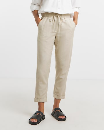 Simply Be Stone Easy Care Linen Mix Tapered Trouser