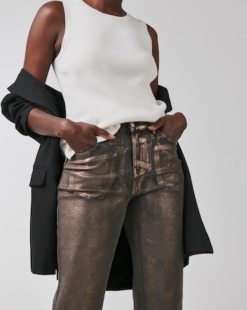 Copper Metallic Straight Leg Jeans