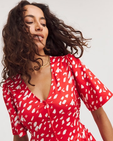 Angel Sleeve Button Front Longline Top