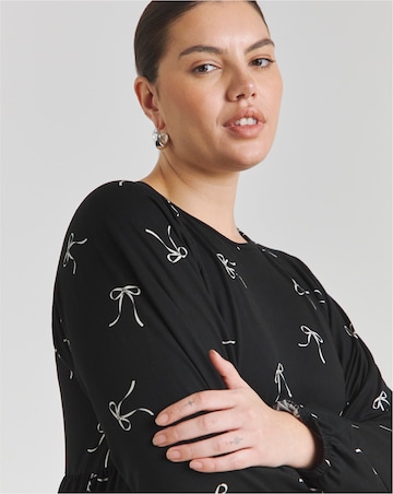 Bow Print Supersoft Tiered Smock Dress