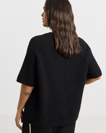 Simply Be Black Short Sleeve Boxy Knitted Top