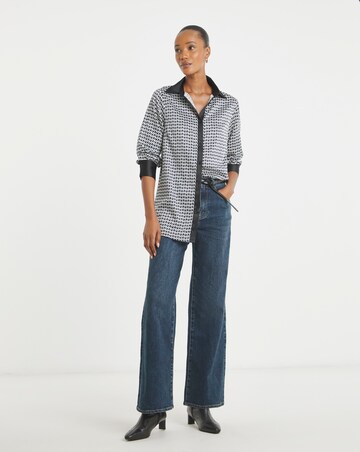 Printed Satin Long Sleeve Shirt