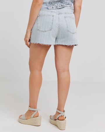 Light Wash Diamante Pinstripe Denim Short