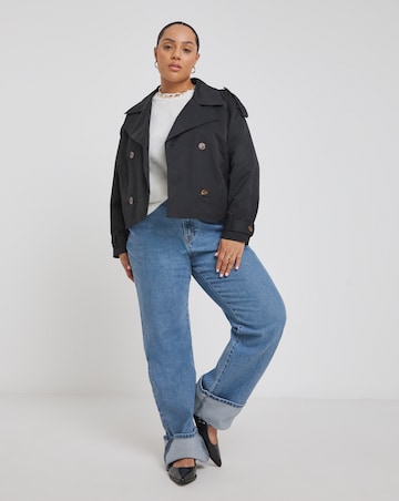 Black Cropped Trench