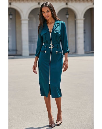 Sosandar Zip Through Utility Midi Shirt Dress