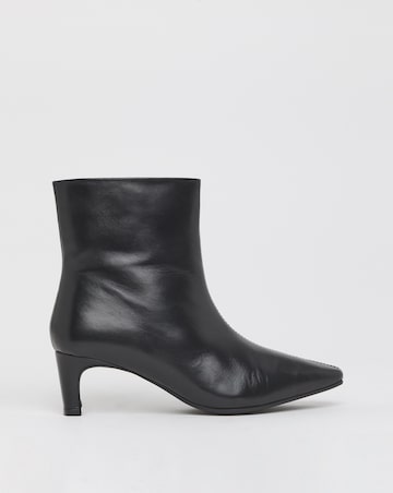 Anthology Mika Leather Kitten Heel Pointed Ankle Boots - Wide Fit (E)