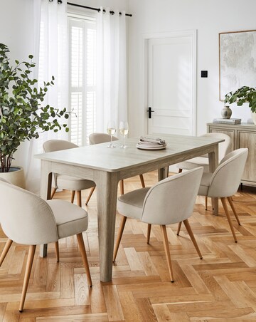 Charlotte Dining Table with 6 Emilie Fabric Chairs