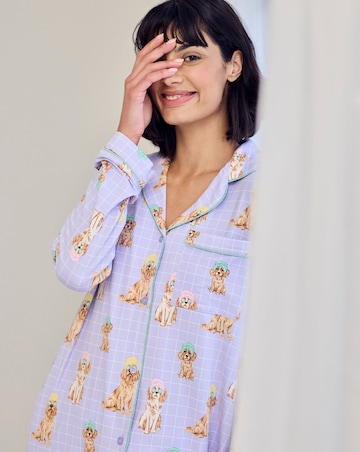 Chelsea Peers Classic Button Up Pyjama Set Spa Dogs Print