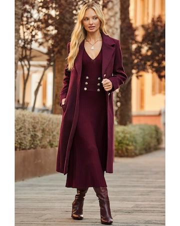 Sosandar V Neck Button Detail Fit and Flare Midaxi Dress