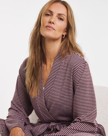 Pretty Secrets Soft Knit Stripe Dressing Gown Pink Multi
