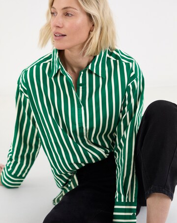 Cotton Poplin Oversized Stripe Shirt