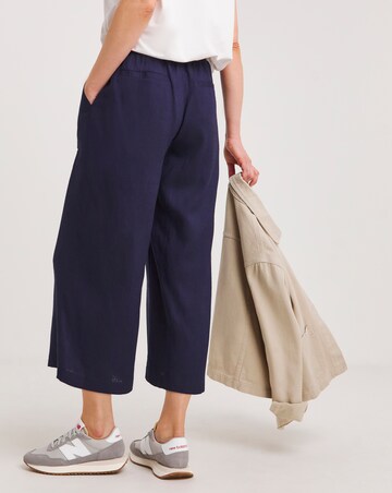 Navy Linen Mix Wide Leg Culotte