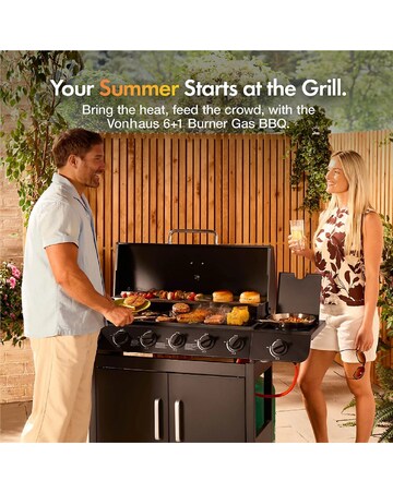 VonHaus 6+1 Burner Gas BBQ with Side Burner