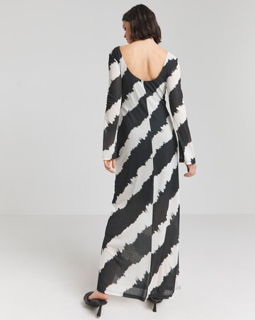 Simply Be Mono Stripe Mesh Scoop Back Column Maxi Dress