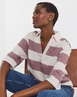 Lilac Stripe Rugby Polo Top