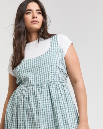 Gingham Textured Sundress With Pockets