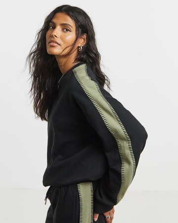 Black & Khaki Whipstitch Sweatshirt