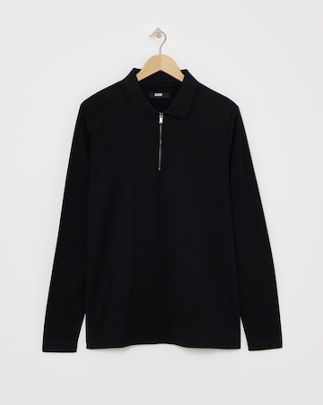 Premium 100% Mercerised Zip Polo- Black