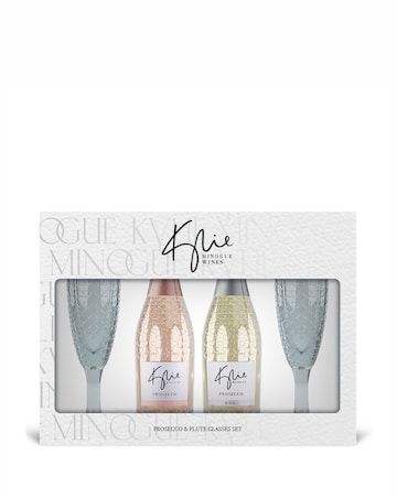 Kylie Minogue Prosecco and Rose with Flute Glasses Gift Set