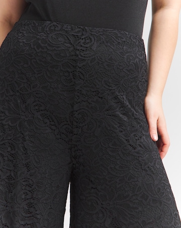Flounce London Black Lace Lined Wide Leg Trousers