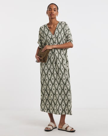 Textured Crinkle Kaftan Overhead Midi Dress