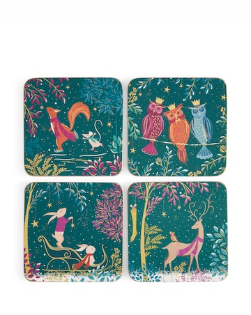Sara Miller Woodland Tales Set of 4 Coasters