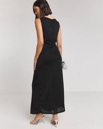 Simply Be Black Slinky Sleeveless Tie Front Maxi Dress