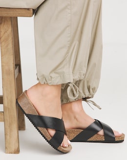 Rena Leather Crossover Footbed Mule - Wide Fit (E)