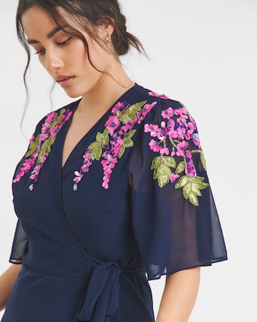 Hope & Ivy Grace Embellished V-Neck Wrap Maxi Dress