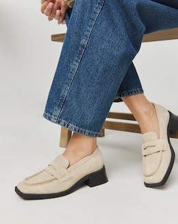Westerly Low Block Heel Suede Loafers - Wide Fit (E)