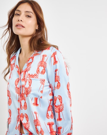 Chelsea Peers Woven Satin Lobster Stripe Pyjama Set
