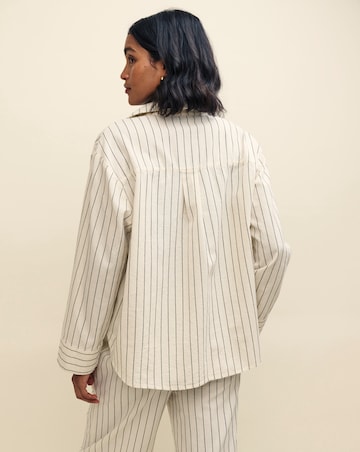 Nobody's Child Cream Pinstripe Oversized Shirt